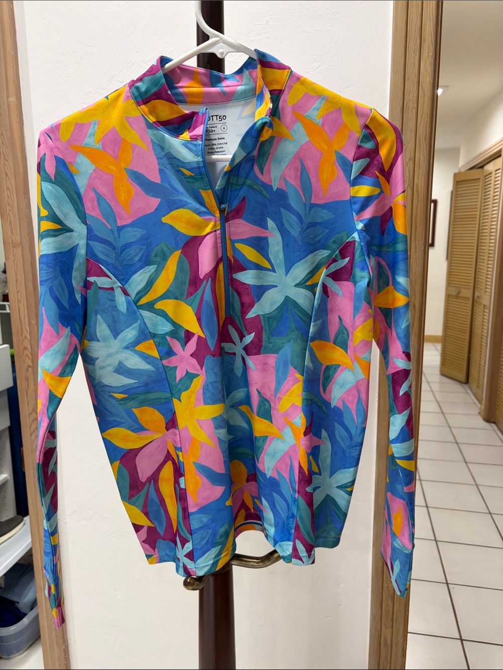 Mott50 Long-Sleeve Floral Zip Top - Pink, Blue, Yellow, Teal